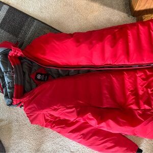 Canada Goose Gray and Red Puffer Jacket